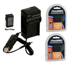 2 Batteries + Charger BLS-1 BLS-01 PS-BLS1 for Olympus E-400 E-410 E-420 E-450 - £54.68 GBP