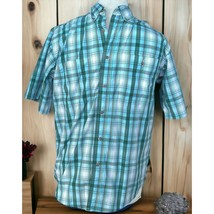 Wrangler Rugged Wear Shirt Mens Size Medium Plaid Button Up Short Sleeve - £9.55 GBP