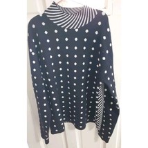 Anthropologie Black &amp; White Polka Dot Striped Mock Neck Sweater XS Mixed Pattern - $31.42