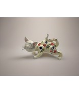 Whimsical Hand-Painted Floral Ceramic Stretching Cat Figurine – Vintage ... - €13,01 EUR