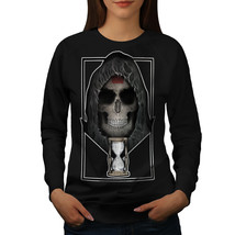 Wellcoda Clock Metal Death Skull Womens Sweatshirt, Dead Casual Pullover Jumper - £23.10 GBP+