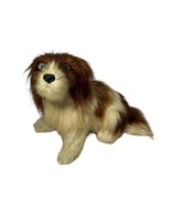 Vintage Real Fur Dog Figurine Statuette Sitting - $13.86