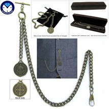 Albert Chain Bronze Pocket Watch Chain for Men Saint Benedict Fob T Bar AC42 - £8.99 GBP+
