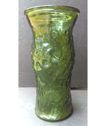 Vintage E.O. Brody Co. Green Crinkle Texture Glass Vase 9-3/4&quot; Tall 1960s - £17.29 GBP