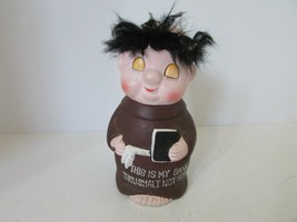 Vtg Resin Coin Bank Friar Priest Thou Shalt Not Steal 6.5&quot; - £7.74 GBP