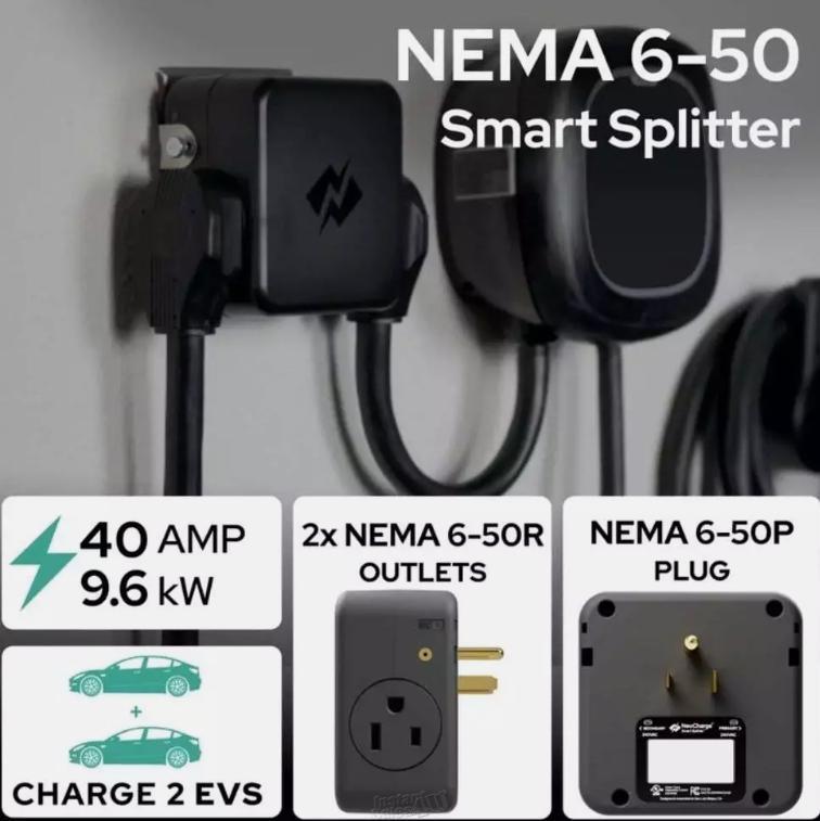Neocharge NEMA 14-50 NC50 EV Charge Smart Splitter Black 1450 6-50R - $256.49