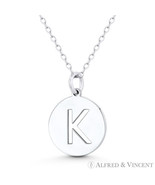Initial Letter &quot;K&quot; Cutout 20x15mm Round Disc 925 Sterling Silver Charm /... - $431.64 MXN+