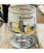 Vtg MCM Chicago Skyline Shot Glass Gold Tone Black Stem Base - €9,71 EUR