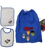 Marvel Avengers Assemble Printed Patch Logo Baby Toddler 3Pc Set Bib Tow... - £11.72 GBP