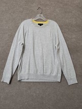 Banana Republic Sweater Mens L Gray Cotton Cashmere Crew Neck Casual Preppy - $24.62
