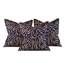 3 Pc Pillow Covers Vicki Payne Free Spirit Navy Blue Brown Zebra Animal Print - £46.14 GBP