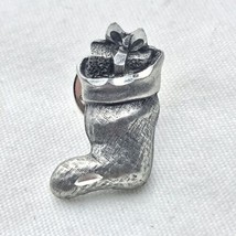 Christmas Stocking Vintage Pin Pewter Holiday - £9.43 GBP