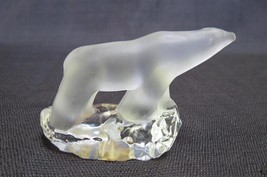 Rejjmyre Sweden Moulded Frosted Glass Polar Bear Standing on Ice - $14.50