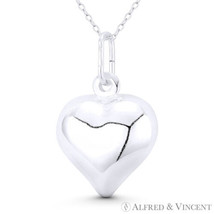 Puffy Heart Love Charm Italy .925 Sterling Silver Reversible 3D 34x22mm Pendant - £18.50 GBP+