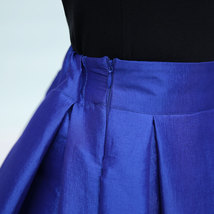 Royal Blue A-line Taffeta Midi Skirt Outfit Women Custom Size Pleated Skirt image 8