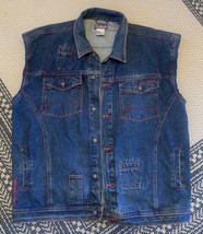 Vintage 90s Maurice Malone Mo Jeans Denim Jean Vest Jacket Cut Off Size 2XL - $43.00