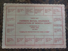 Farmers Mutual Insurance Association Seneca County Placemat 1980s Tiffin... - $12.42 CAD