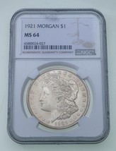 1921 $1 Silver Morgan Dollar Graded by NGC as MS64 - $89.09