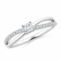 ANGARA 3mm Natural Diamond Split Shank Promise Ring in Silver - £349.11 GBP+