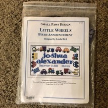 Small Paws Little Wheels Birth Announcement Cross Stitch Kit NEW Vehicles - £12.66 GBP