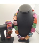 Multicolor Square Necklace &amp; Bracelet Set 21.5in + 2.5in Mbarnes Product... - €19,53 EUR