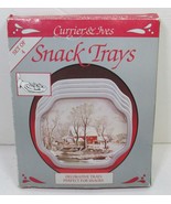 Vintage Currier &amp; Ives Set of 4 Snack Trays: Typical Farm/Country Scene  - £11.17 GBP