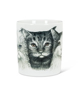 Cat Jumbo Mugs Set of 4 Coffee Tea Ceramic 16 oz 3 Kitten Faces Grey Bla... - £46.53 GBP