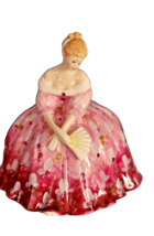 Royal Doulton England 1972 Figurine Victoria HN 2471 Lady w/ Fan Pink Dress - £52.83 GBP