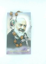 Olive Wood Rosary Beads Jerusalem religious Necklace Oval Catholic Padre... - £10.95 GBP