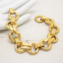 Stylish Vintage 1980s Gold Plated Large Curb Link Bar BRACELET Jewellery - $18.05