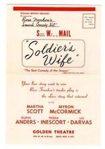 Soldier's Wife Ad Flyer Golden Theatre New York 1944 Rose Franklin Smash... - $13.86