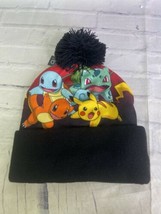 Pokemon Pikachu Charmander Bulbasaur Squirtle Knit Pom Beanie Cap Hat Adult OSFM - £27.25 GBP