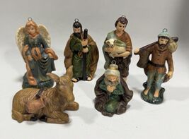 Set of 6 Nativity Tabletop Ceramic Pieces 3.5 in Christmas Tree Ornaments - $5.94