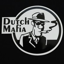 Dutch Bros Brothers Dutch Mafia Smoking Man Sticker Black White Grants Pass RARE - £71.23 GBP