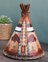 Rustic Western Bison Tribal Indian Teepee Hut Money Coin Savings Bank Fi... - €24,10 EUR