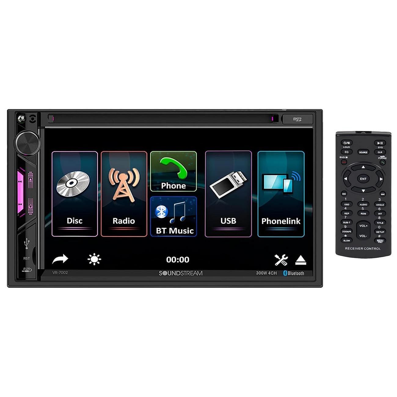 Soundstream 7" Double DIN Fixed Face Touchscreen DVD Receiver with Bluetooth Ph - $123.38