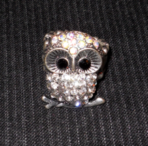 Figural OWL Stretch Ring Fashion Jewelry Aurora Borealis Rhinestone Encr... - $19.75
