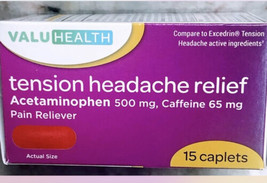 Health Value Tension Headache 500mg - 15 Caplets - $7.80