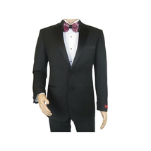 Men Renoir Tuxedo Two Button Notch Formal Satin Lapel Classic Fit 201-1 Black image 5