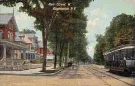 Main Street West Streetcar Binghamton New York 1910c postcard - £5.84 GBP