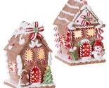 Set Of Two - 5.5&quot; Led Lighted Gingerbread House - Christmas Village 3916189 - $70.99