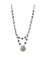 Layered Pearl &amp; Beaded Necklace With Teardrop Pendant Womens Costume Jew... - $34.65