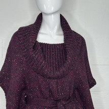 White House Black Market Sweater Small Oversized Belted Poncho Burgundy ... - $452.30 MXN