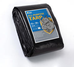 Tarps Heavy Duty Waterproof 12X20 Feet Black Poly Tarp Cover Outdoor Thi... - $53.74