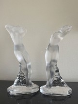 Lalique France Frosted Crystal Danseuse Pair of Dancer Figurines Sculptures - $693.00