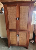 VTG Pier 1 Wood Entertainment Armoire Cabinet Shelf 4 Doors Television R... - $129.99
