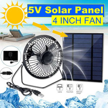 Solar Powered Fan Portable Mini Ventilator Greenhouse Pet Dog Chicken House Cool - £22.77 GBP