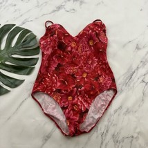 Shape FX Womens One Piece Swimsuit Size 18 Red Orange Floral Underwire Cups - $24.74