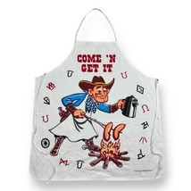 Vintage MCM Apron Chef BBQ Get Some Funny Humor Camp Fire Cowboy Just Pe... - £11.67 GBP