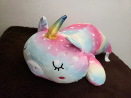 1616 Holdings Unicorn Plush Stuffed Animal Rainbow Hearts Pink Blue Yellow - £21.00 GBP